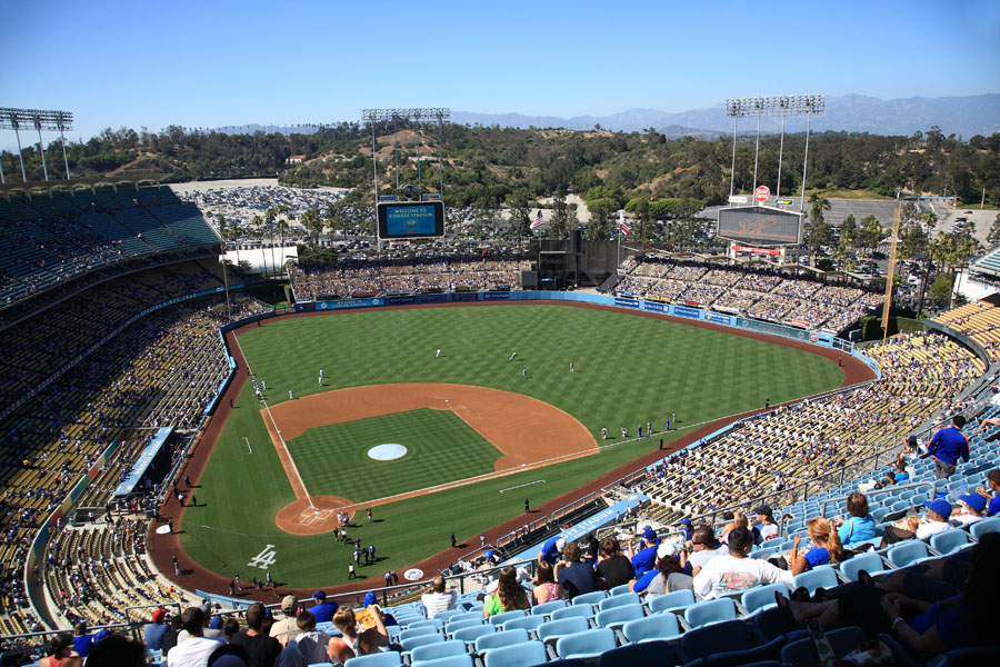 Dodgers Stadium in Los Angeles, holds 56,000 attendees.